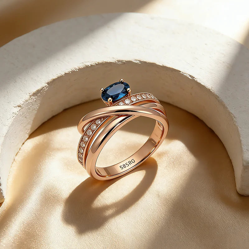 Sapphire Cross Zircon Ring