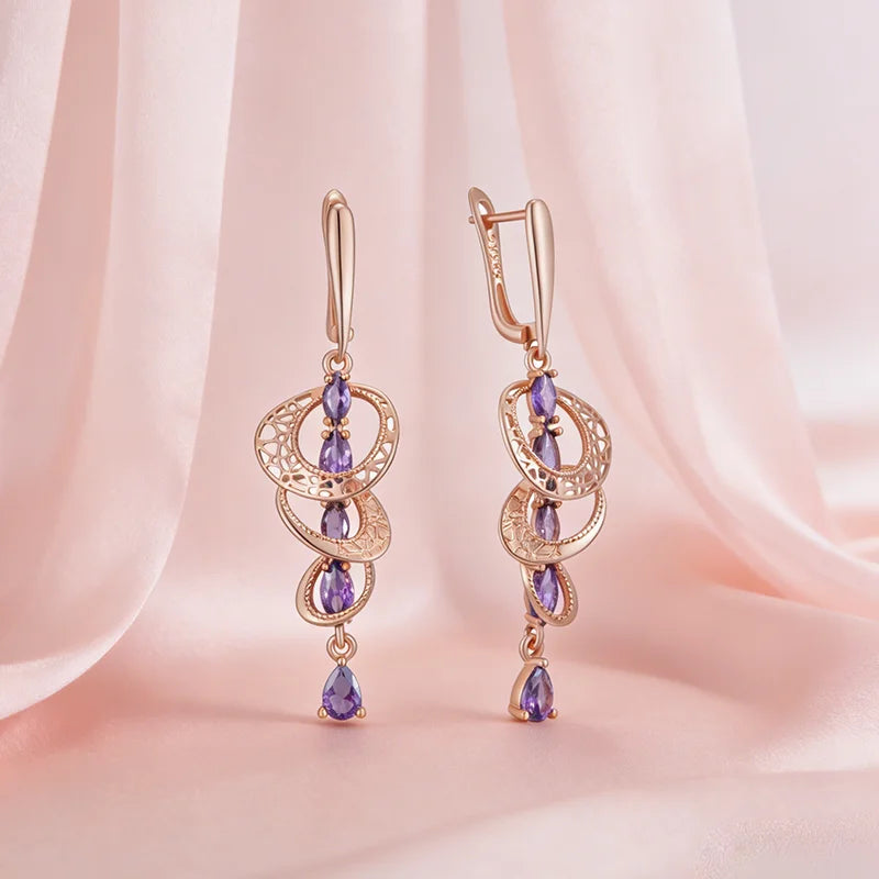 Amethyst Zircon Drop Earrings