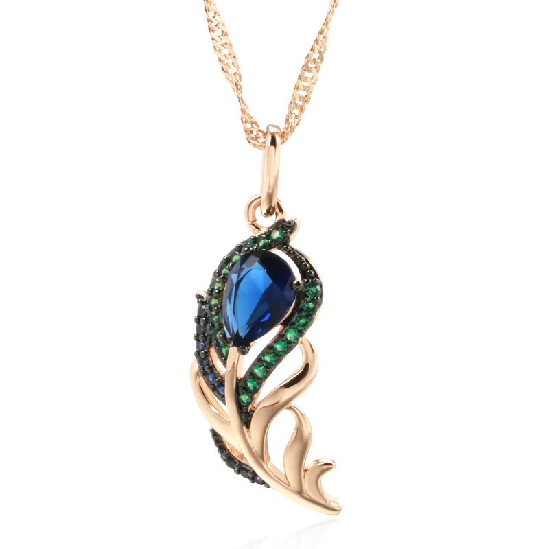 Sapphire Leaf Pendant Necklace