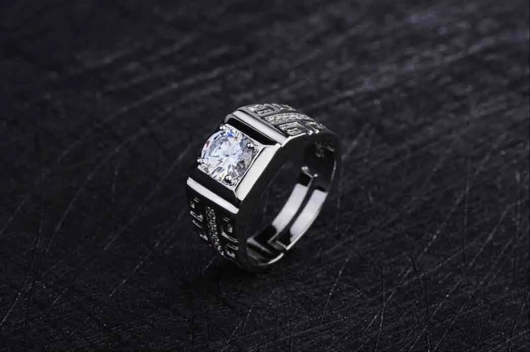 Sterling Silver Crystal Signet Ring