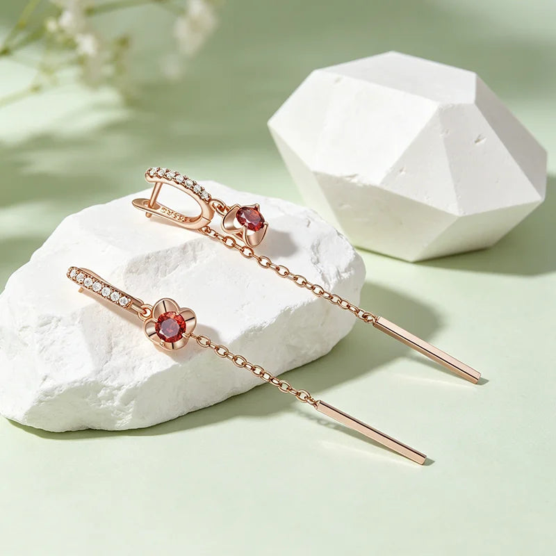 Ruby Long Tassel Earrings