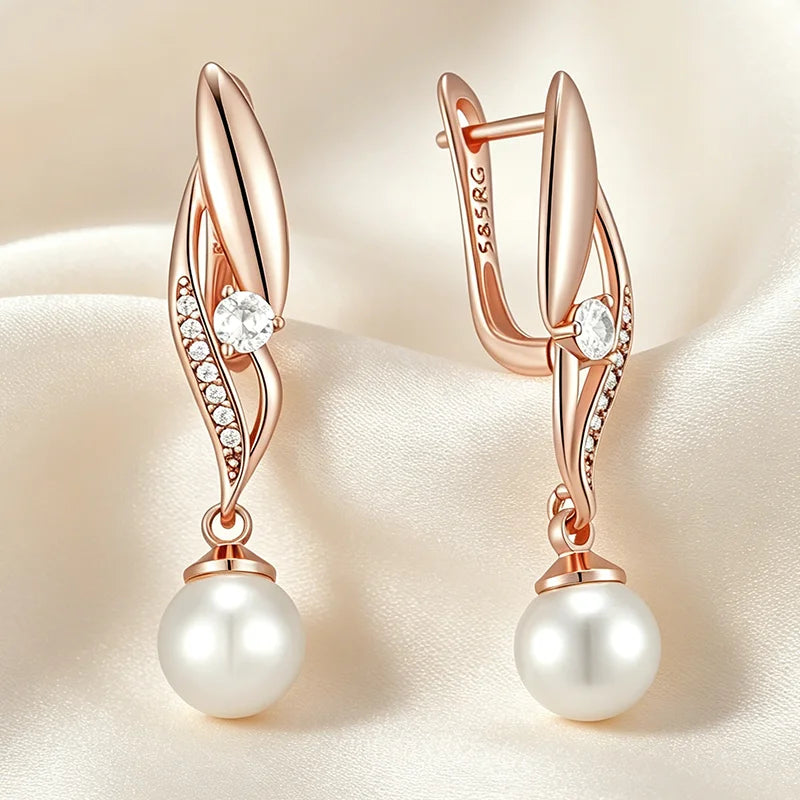 Geometric Pearl Drop Earrings
