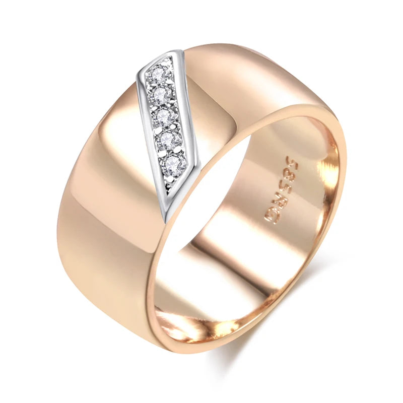 Wide Two-Tone Zircon Ring