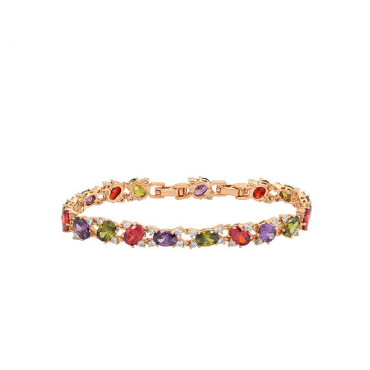 18K Gold Plated Bracelet With Colorful Gemstones - beautiquepoint.com