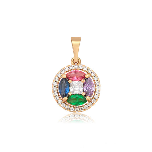 18k Gold-plated Pendant with colorful gemstones and crystals