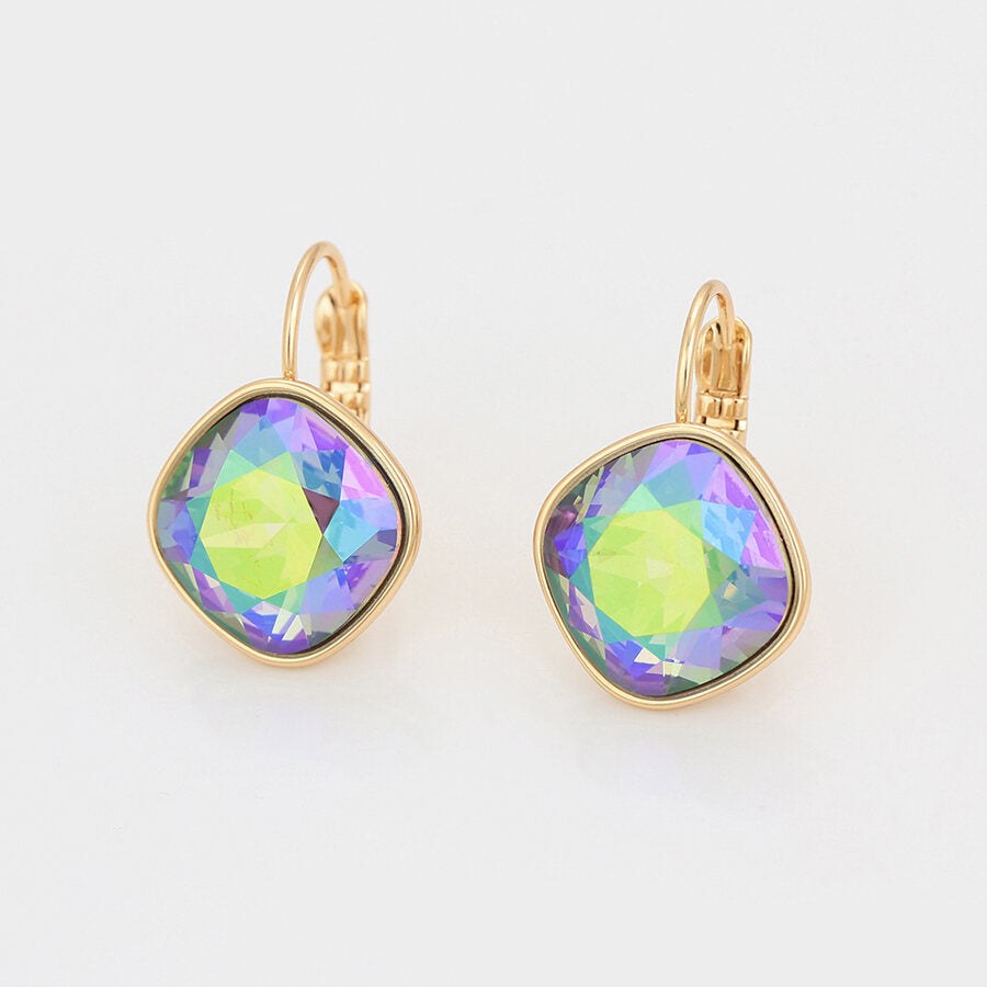 18k Gold-plated earrings with colorful crystal - beautiquepoint.com