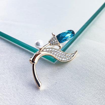 Blue Crystal Tulip Brooch