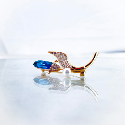 Blue Crystal Tulip Brooch