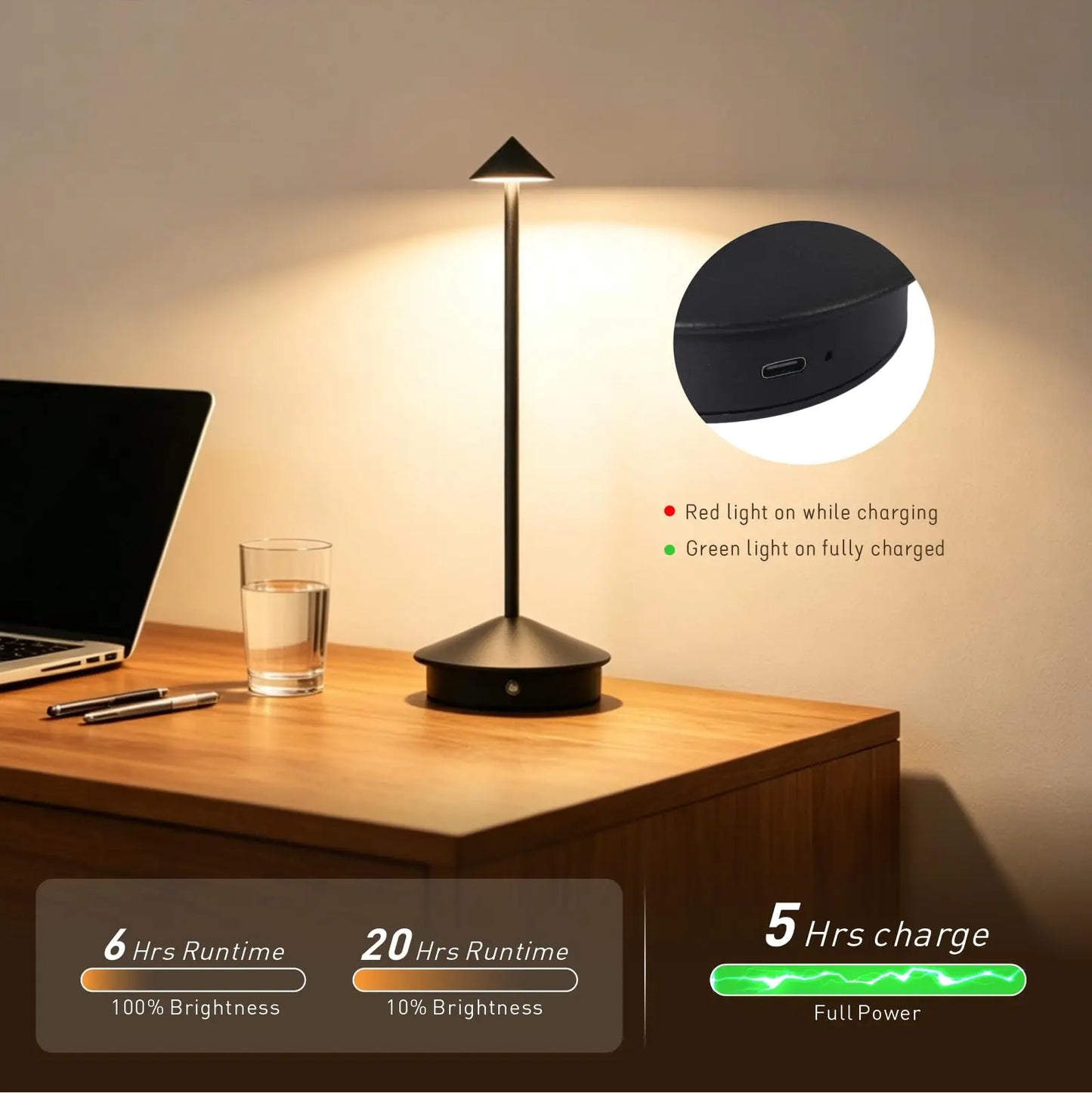 Cordless Ambient Touch Rechargeable Table Lamp