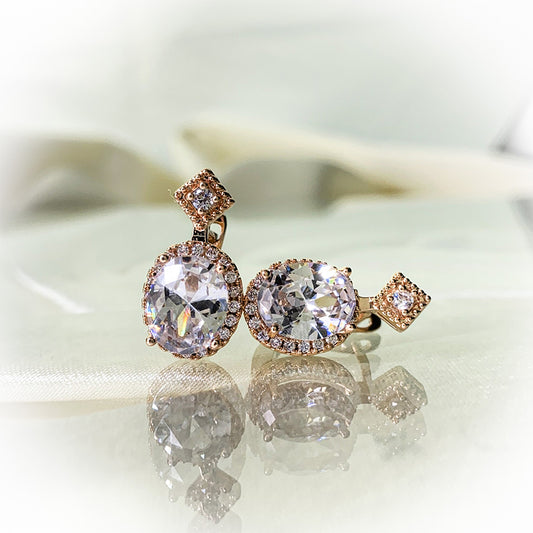 Champagne Sparkle Earrings with Precious Stones