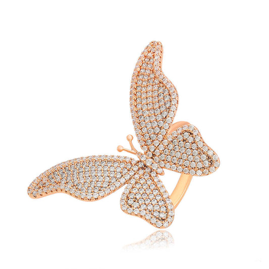 Crytal Butterfly 18k Gold-plated ring for women - beautiquepoint.com