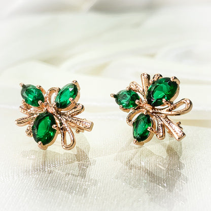 Emerald Glow Earrings with Green Stones