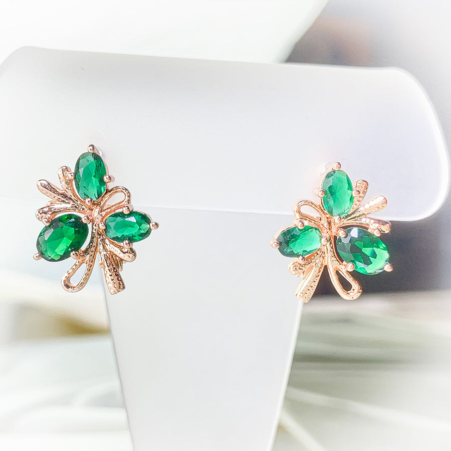 Emerald Glow Earrings with Green Stones