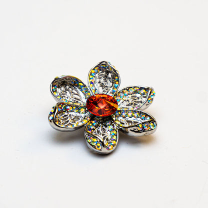 Fiery Petal Silver Brooch