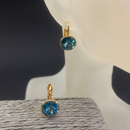 Golden Wave Blue Stone Earrings | beautiquepoint.com