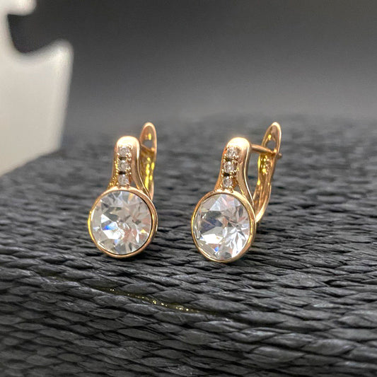 Gold-Plated Crystal Earrings