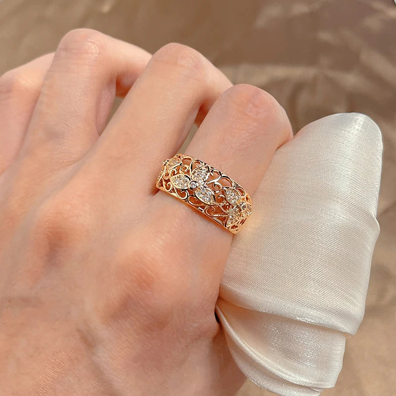 Vintage Zircon Flower Ring