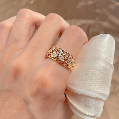 Vintage Zircon Flower Ring