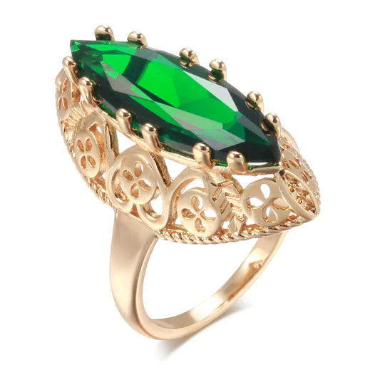 Emerald Hollow Zircon Ring