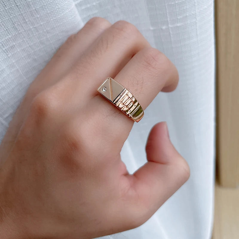 Geometric Zircon Signet Ring