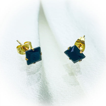 dark blue Facets Stud Earrings