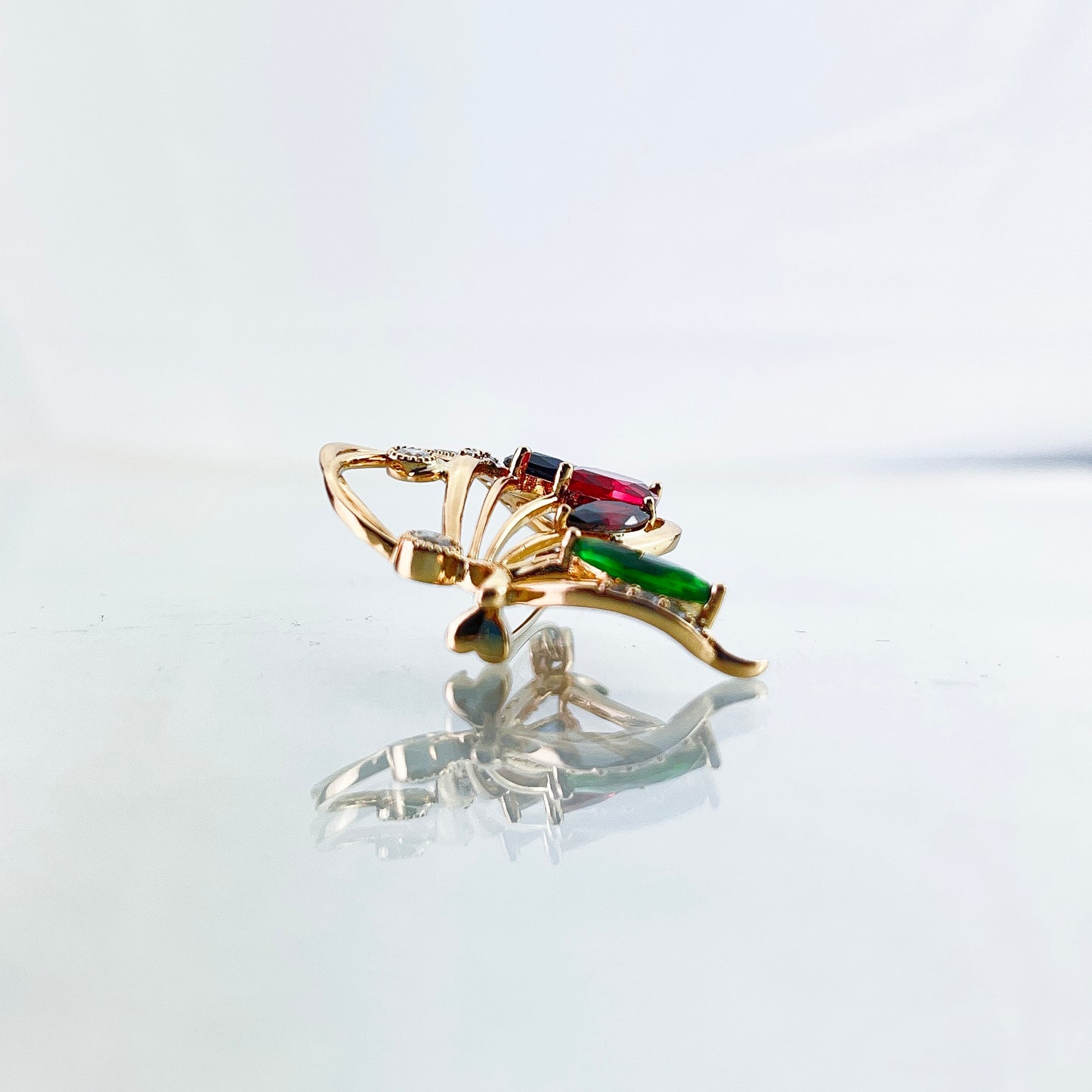 Gold Plated Butterfly Brooch With Color Stones for woman - beautiquepoint.com