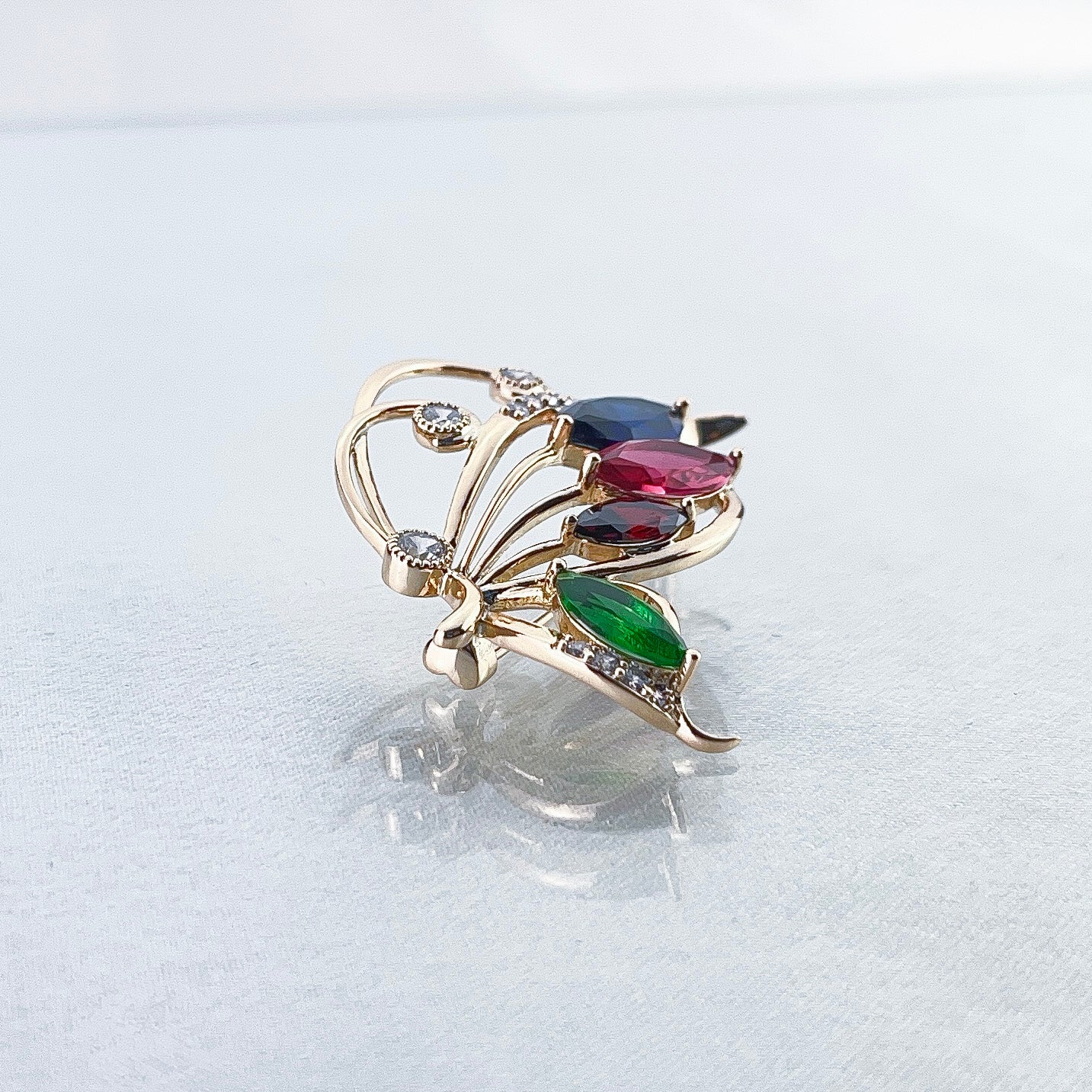Gold Plated Butterfly Brooch With Color Stones for woman - beautiquepoint.com
