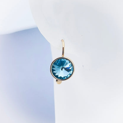 Golden Wave Blue Stone Earrings | beautiquepoint.com