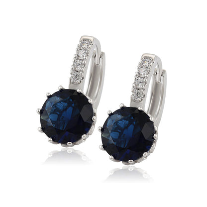 Platinum-plated earrings with dark blue crystal - beautiquepoint.com