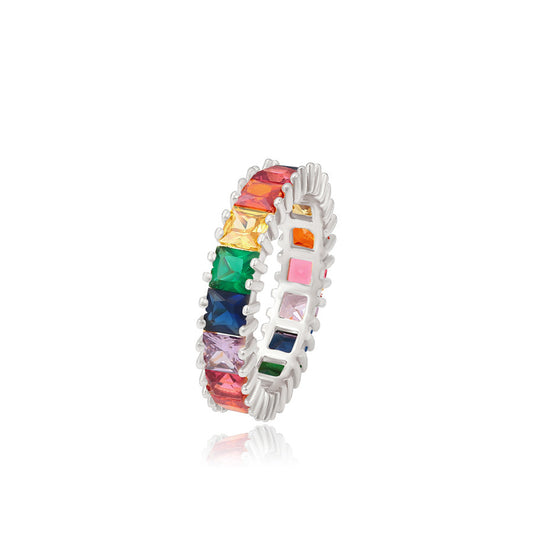 Rainbow Wheel silver-Plated buy Ring WIth Colorful Crystals For Women - beautiquepoint.com