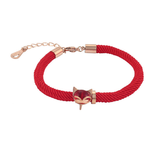 Red String Bracelet With Cat Symbol on white background | beautiquepoint.com