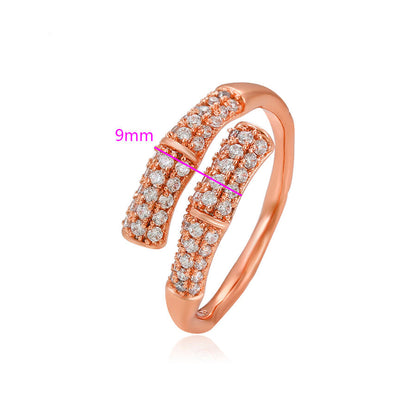 Rose Gold Open Ring With Crystals Width - beautiquepoint.com