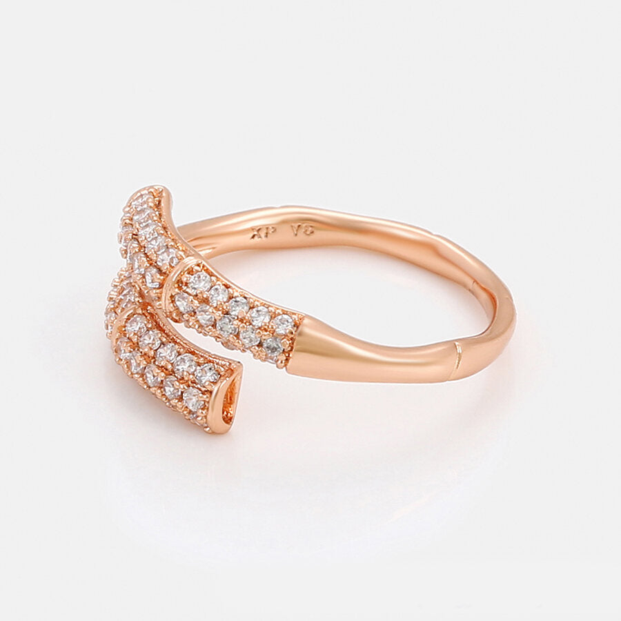 Rose Gold Open Ring With Crystals view from right side - beautiquepoint.com