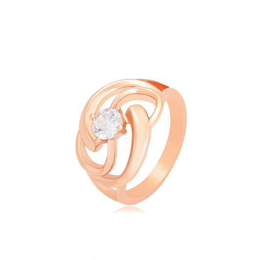 Rose Gold Ring With Crystal Gem For Women - beautiquepoint.com