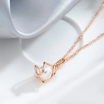 Pearl Halo Geometric Pendant Necklace