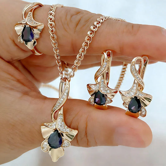 Amethyst Flower Jewelry Set