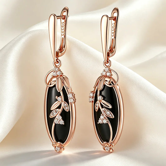 Noir Long Zircon Earrings