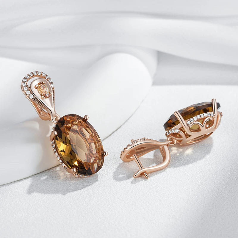 Cocoa Oval Zircon Earrings