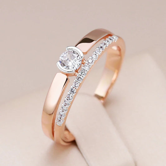 Slim Two-Tone Zircon Ring