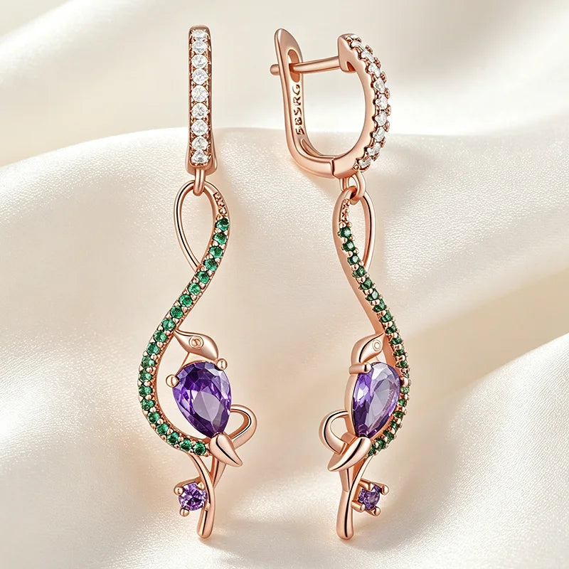 Amethyst Birdie Dangle Earrings