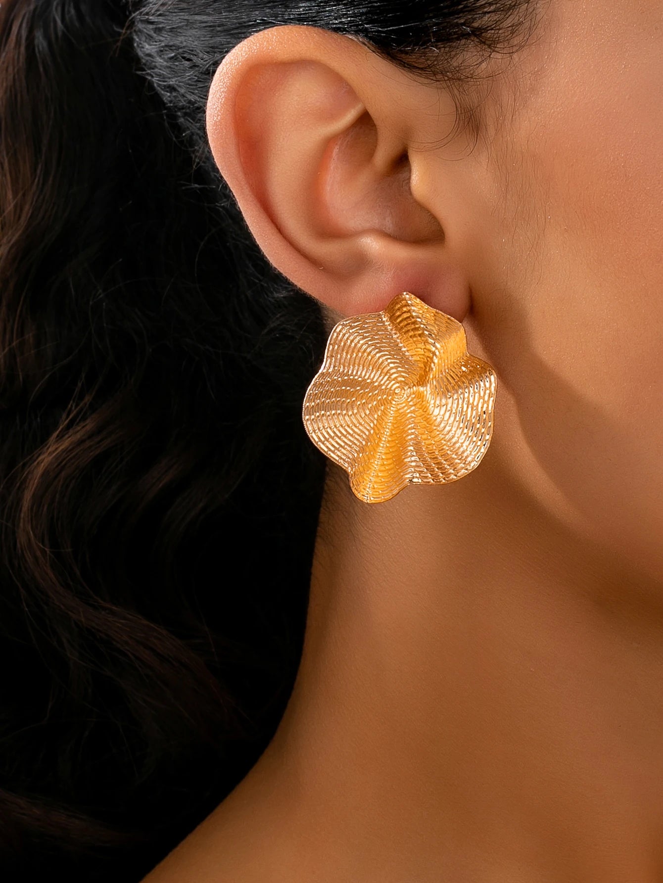 Sculptural Disc Stud Earrings