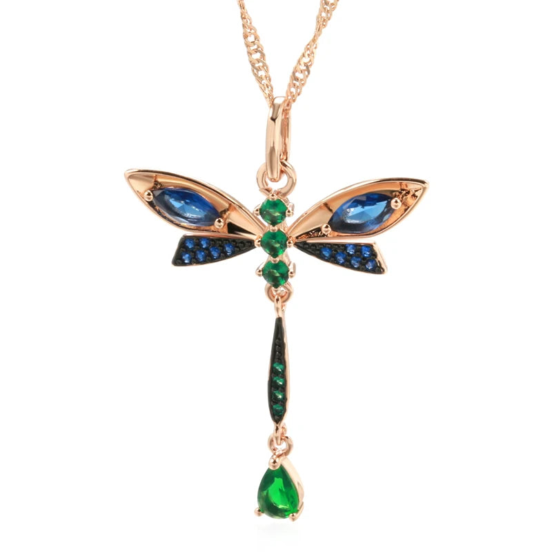 Sapphire Dragonfly Pendant Necklace