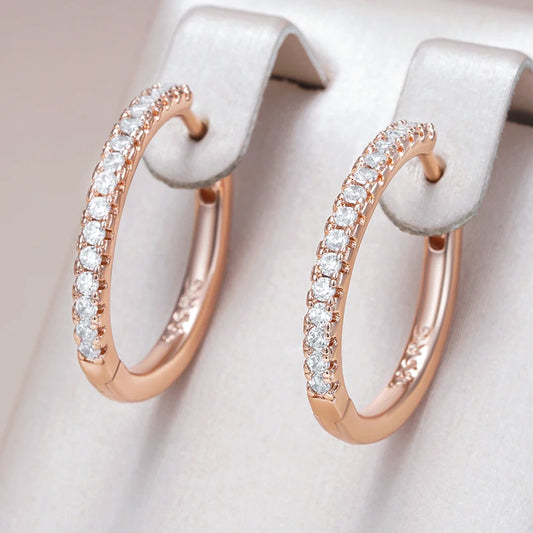 Classic Rose-Gold Zircon Hoop Earrings