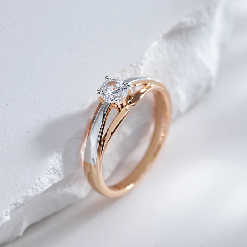 Slim Two-Tone Bridal Ring