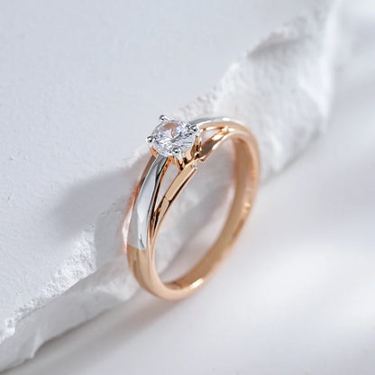 Slim Two-Tone Bridal Ring