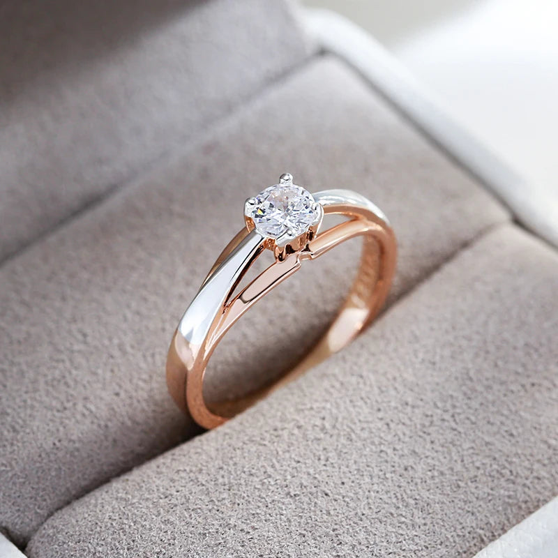 Slim Two-Tone Bridal Ring