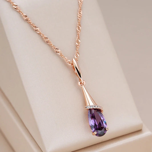 Amethyst Water-Drop Necklace