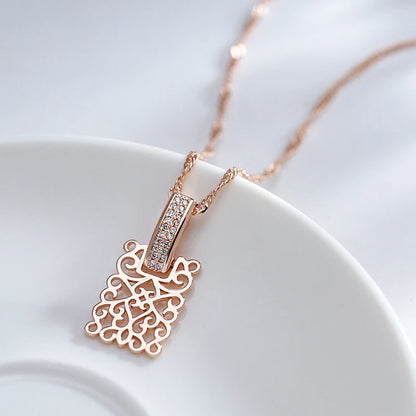 Vintage Square Long Pendant Necklace