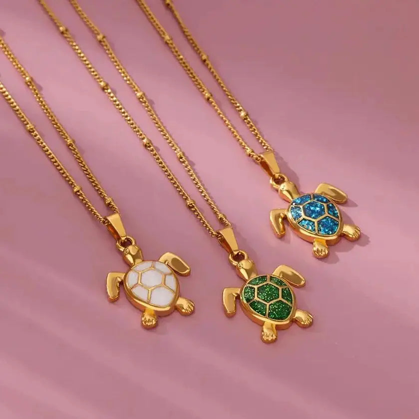 Coastal Turtle & Butterfly Charm Necklace