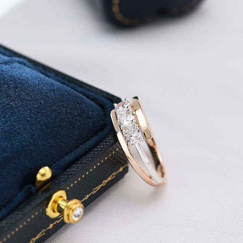 Triple White Zircon Bridal Ring